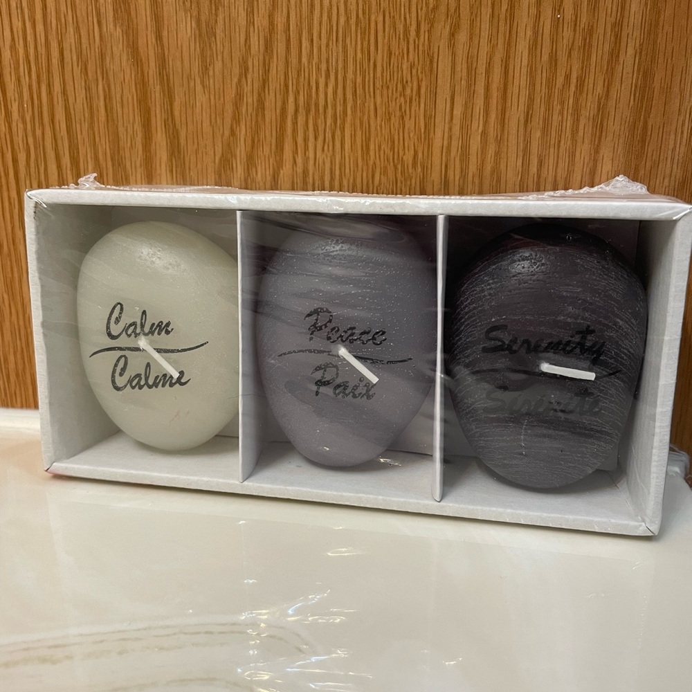 Decorative Stone Candle Set with Inspirational Words